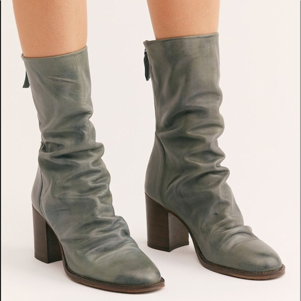 NWOT Free People Elle Block Heel Slouchy Boots